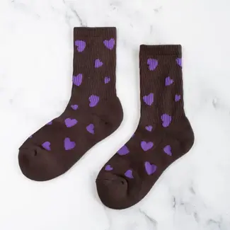 Tiepology Lovely Heart Shape Socks- Chocolate/Purple