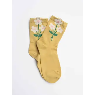 Tiepology Retro Bloom Socks- Mustard