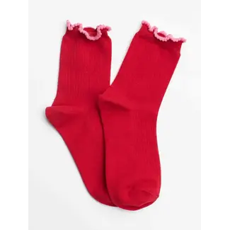 Tiepology Ruffle Edge Socks- Red/Pink