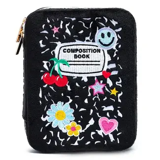 Living Royal Velvet Jewelry Zip Case- Notebook- Black