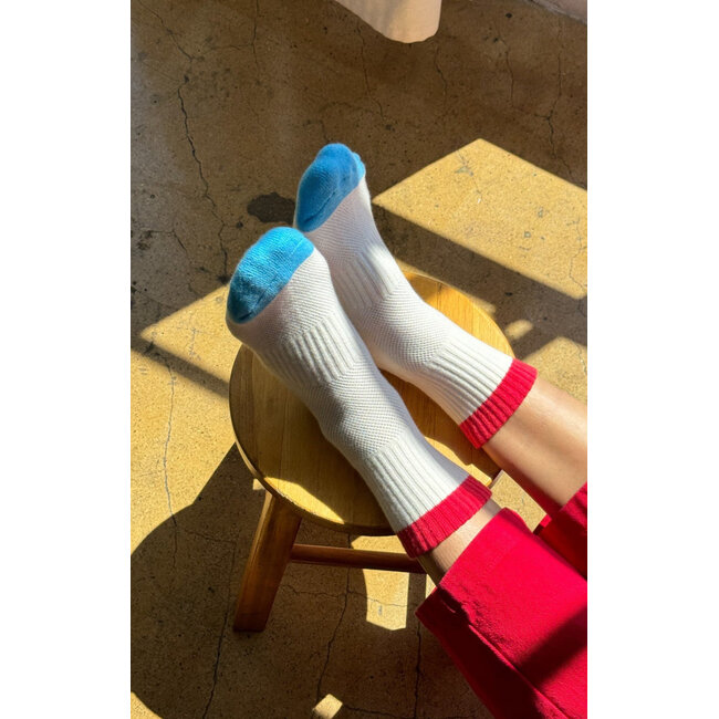 Le Bon Shoppe Color Block Girlfriend Socks- Blue Red