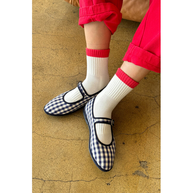 Le Bon Shoppe Color Block Girlfriend Socks- Blue Red