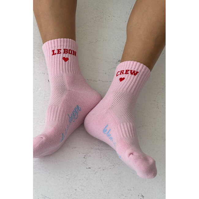 Le Bon Shoppe Embroidered Crew Socks- Strawberry Milk