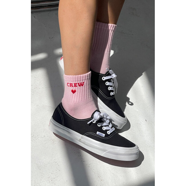 Le Bon Shoppe Embroidered Crew Socks- Strawberry Milk