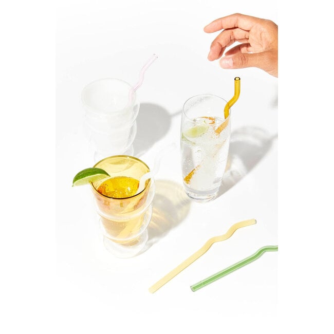 TEASPRESSA | LUXE Mixer Cube Squiggle Glass Straws