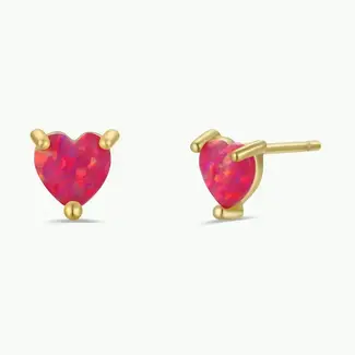 JaxKelly Puffed Pink Opal Heart Earrings