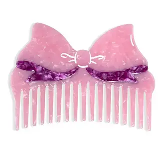 Living Royal Wide-Tooth Mini Comb- Ribbon Bow- Pink & Purple