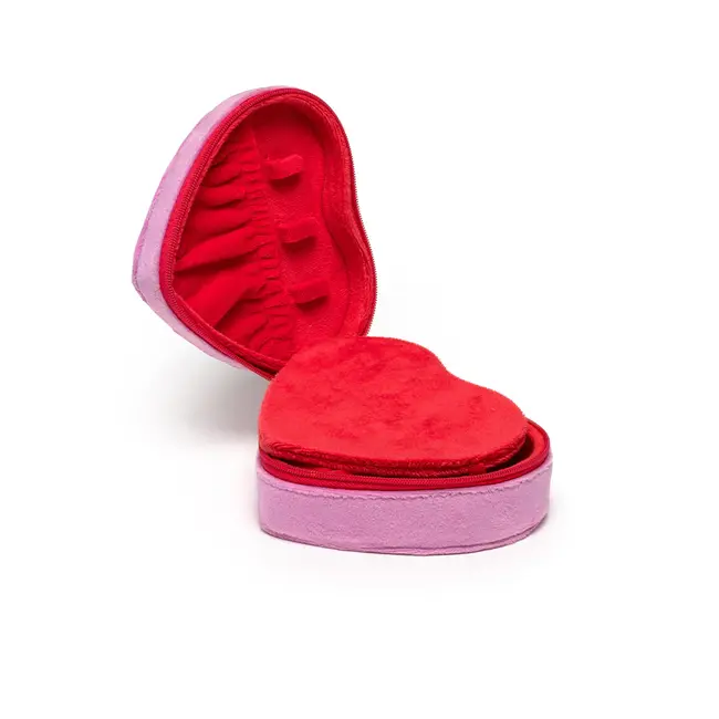 Living Royal Velvet Jewelry Zip Case- Heart Shaped w/ Bow