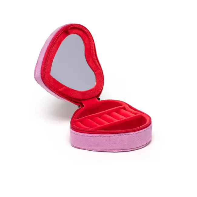 Living Royal Velvet Jewelry Zip Case- Heart Shaped w/ Bow