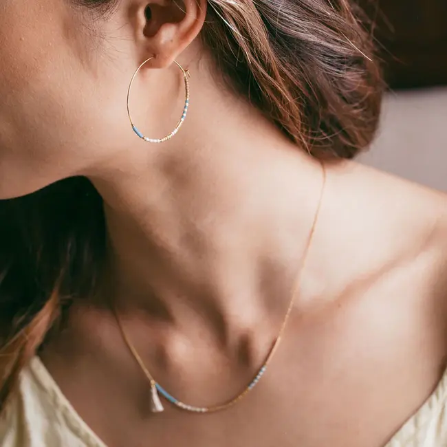 Sunshine Studios Japanese Seed Bead Hoops- Sky