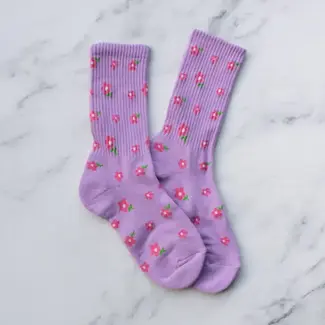 Tiepology Little Flower Socks- Lilac