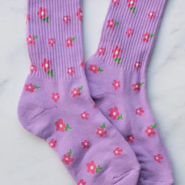 Tiepology Little Flower Socks- Lilac
