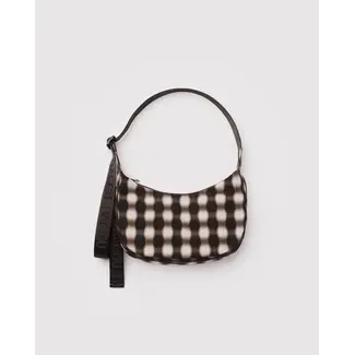 Baggu Small Nylon Crescent Bag - Blurred Gingham Brown