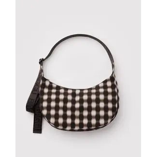 Baggu Medium Nylon Crescent Bag - Blurred Gingham Brown