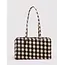 Baggu Medium Nylon Bowler Bag - Blurred Gingham Brown