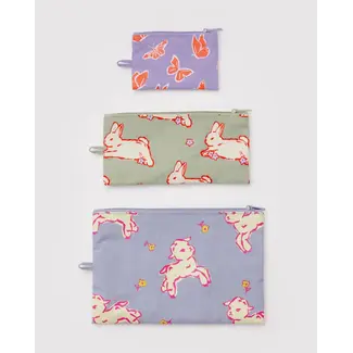 Baggu Flat Pouch Set - Spring Animals
