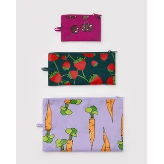 Baggu Flat Pouch Set - Carrots & Berries
