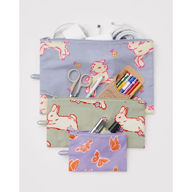 Baggu Flat Pouch Set - Spring Animals