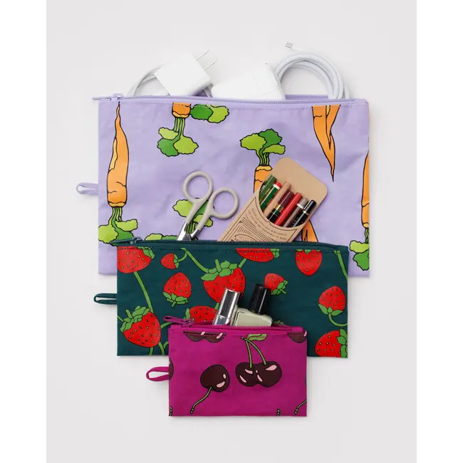 Baggu Flat Pouch Set - Carrots & Berries