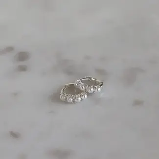 Katie Waltman Silver Mini Pearl Hoops- Silver