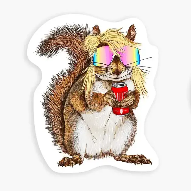 Nice Enough Stickers Mini Sticker- Mullet Squirrel