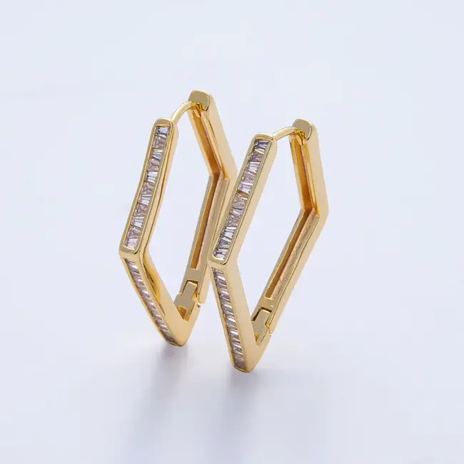 Pave CZ Pointed Gold Fill Huggie