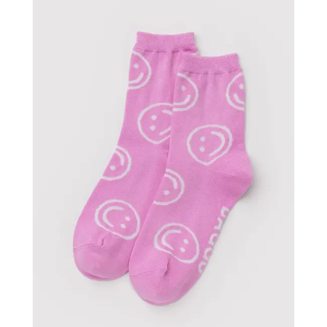 Baggu Baggu Crew Sock - Pink Happy