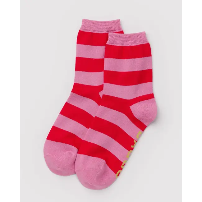Baggu Baggu Crew Sock - Pink Stripe