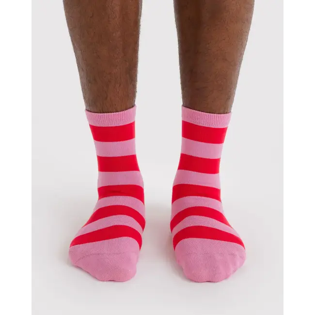 Baggu Baggu Crew Sock - Pink Stripe