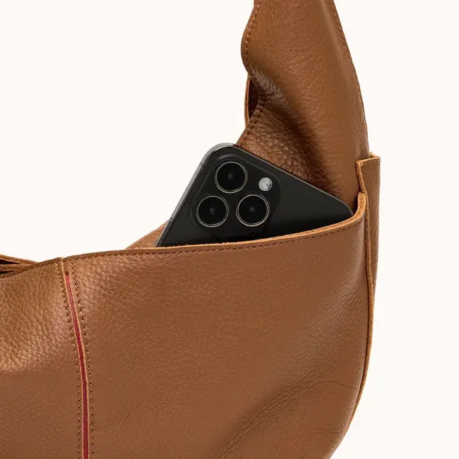 Hammitt Tom Zip Med-Mahogany Pebble-BG-Red Zip