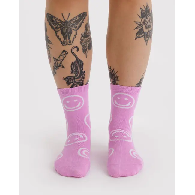 Baggu Baggu Crew Sock - Pink Happy