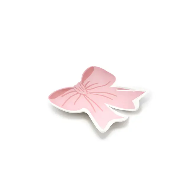 Living Royal Ceramic Trinket & Jewelry Tray- Pink Ribbon Bow