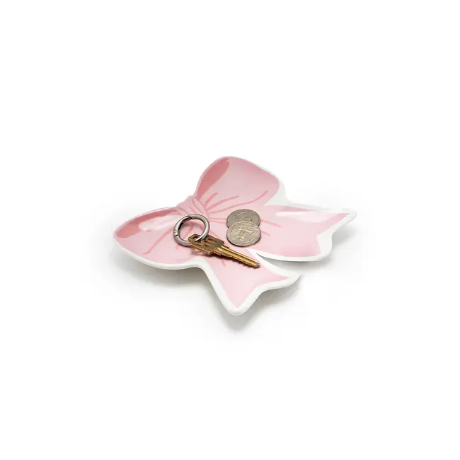 Living Royal Ceramic Trinket & Jewelry Tray- Pink Ribbon Bow