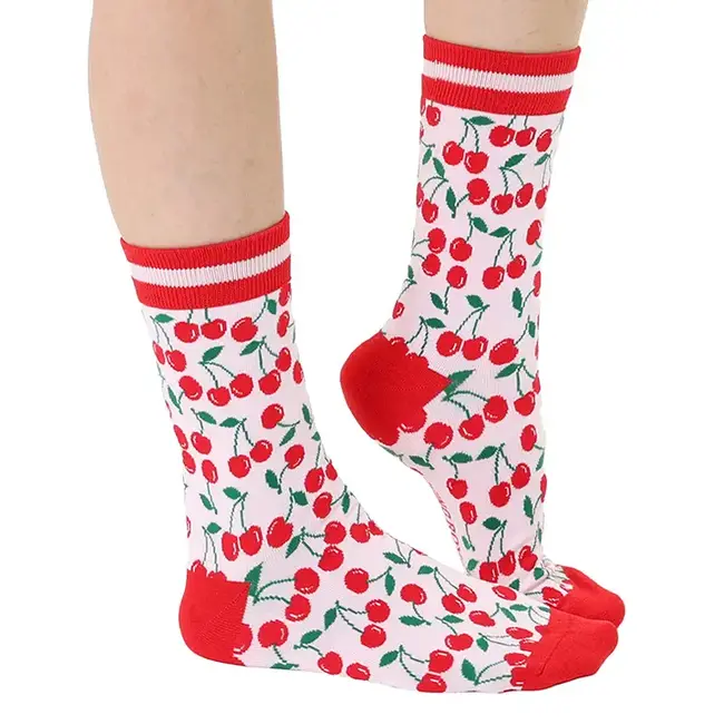 Living Royal Women's Bamboo Crew Socks- Cherries