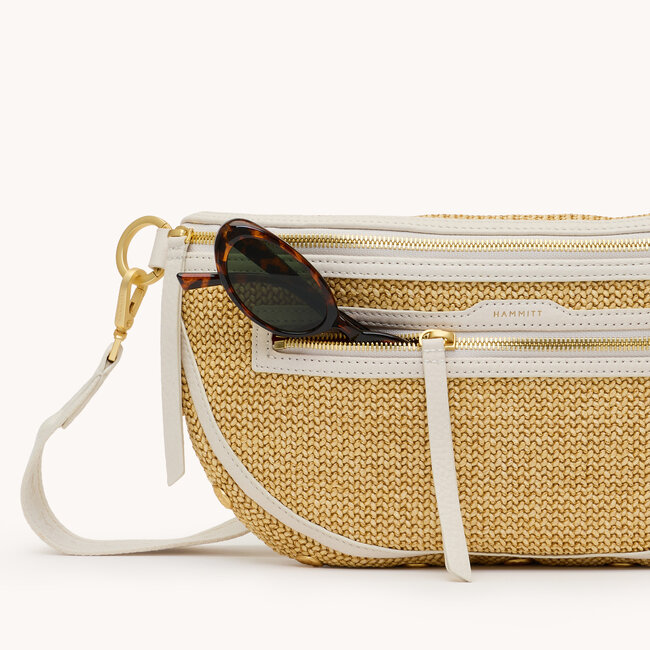Hammitt Charles Crossbody Lrg-Calla Lily White Raffia- BGH