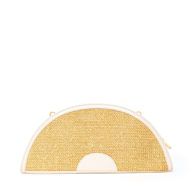 Hammitt Shelley Clutch-Calla Lily White Raffia-BGH