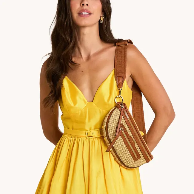 Hammitt Charles Crossbody Medium-Cocoa Raffia-G