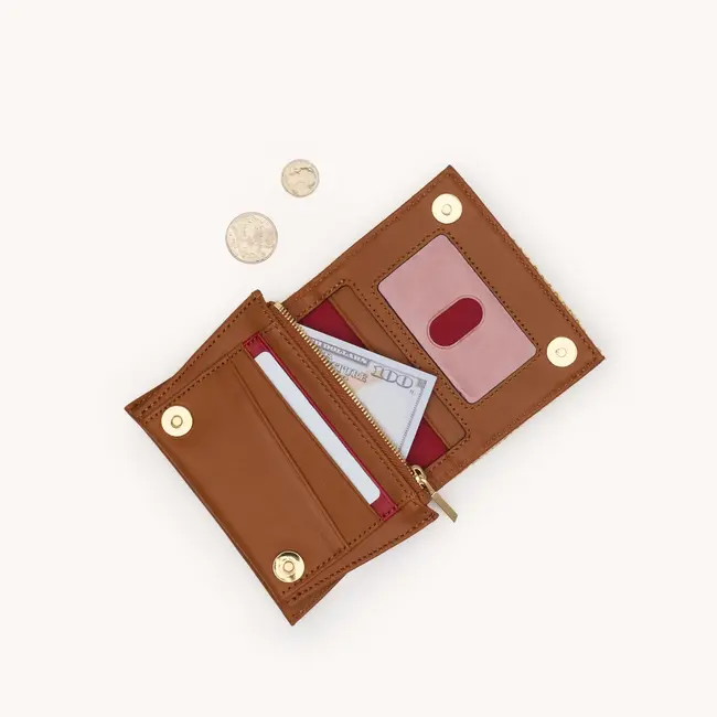 Hammitt Allen Wallet-Cocoa Raffia-G