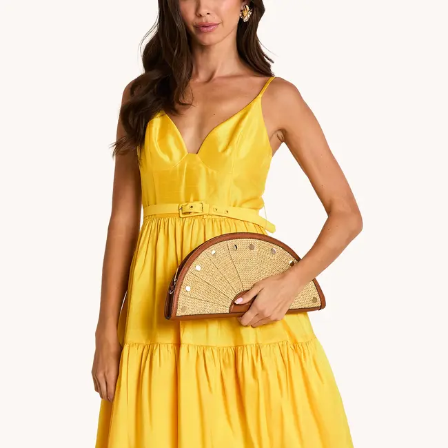 Hammitt Shelley Clutch-Cocoa Raffia-G