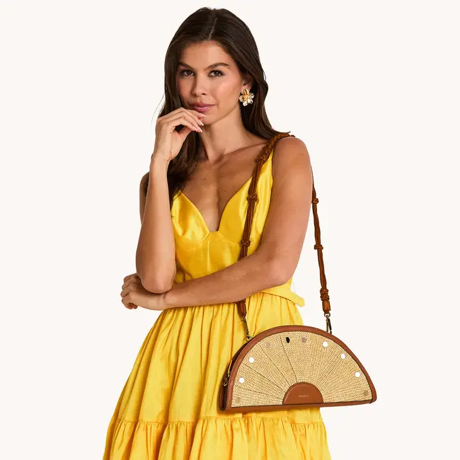 Hammitt Shelley Clutch-Cocoa Raffia-G