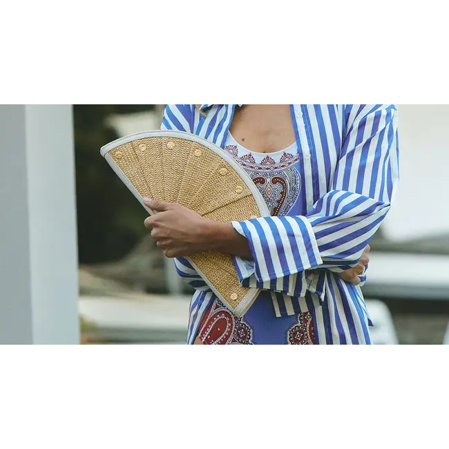 Hammitt Shelley Clutch-Calla Lily White Raffia-BGH