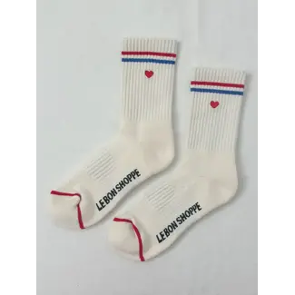 Le Bon Shoppe Embroidered Boyfriend Socks- Milk + Heart