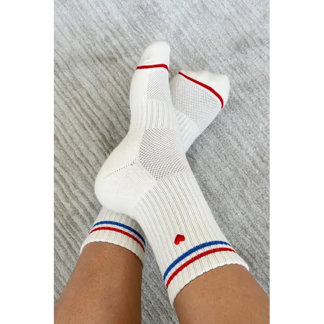 Le Bon Shoppe Embroidered Boyfriend Socks- Milk + Heart