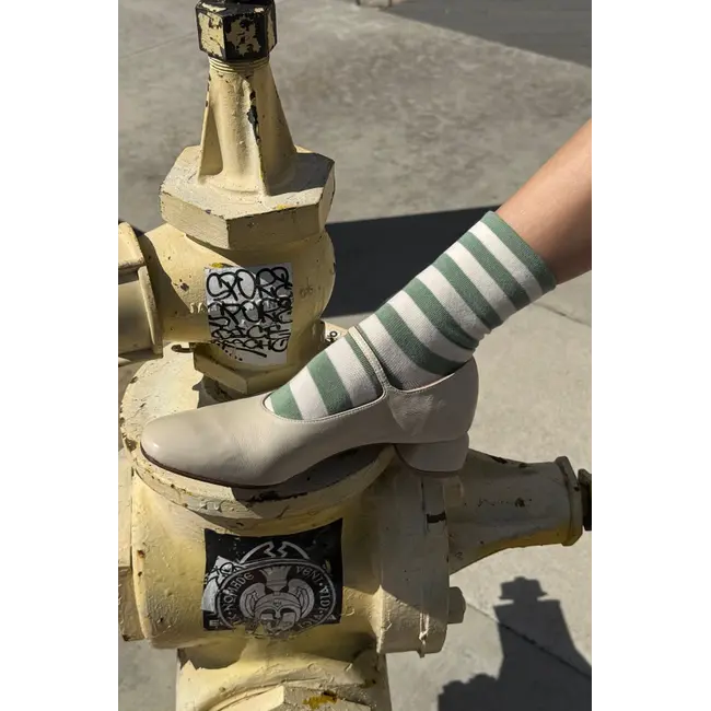 Le Bon Shoppe Wally Socks- Wide Matcha Stripe