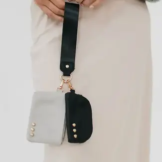 Pretty Simple Dolly Dual Pouch Wristlet- Black/Gray