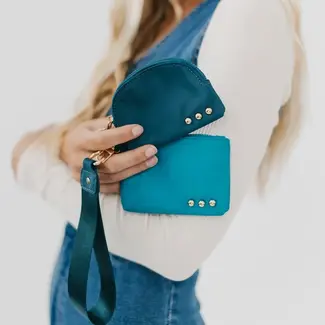 Pretty Simple Dolly Dual Pouch Wristlet- Teal/Blue