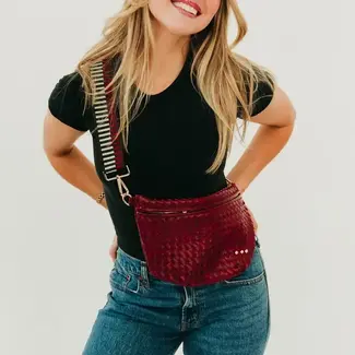 Pretty Simple Westlyn Woven Bum Bag- Sangria Red