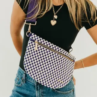 Pretty Simple Westlyn Woven Bum Bag- Woven Checkered Purple