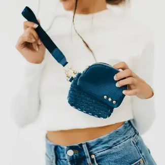 Pretty Simple Wonderlust Woven Dual Pouch Wristlet- Denim Blue