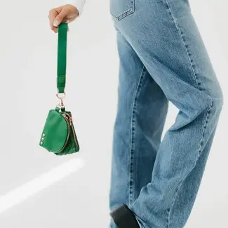 Pretty Simple Wonderlust Woven Dual Pouch Wristlet- Emerald